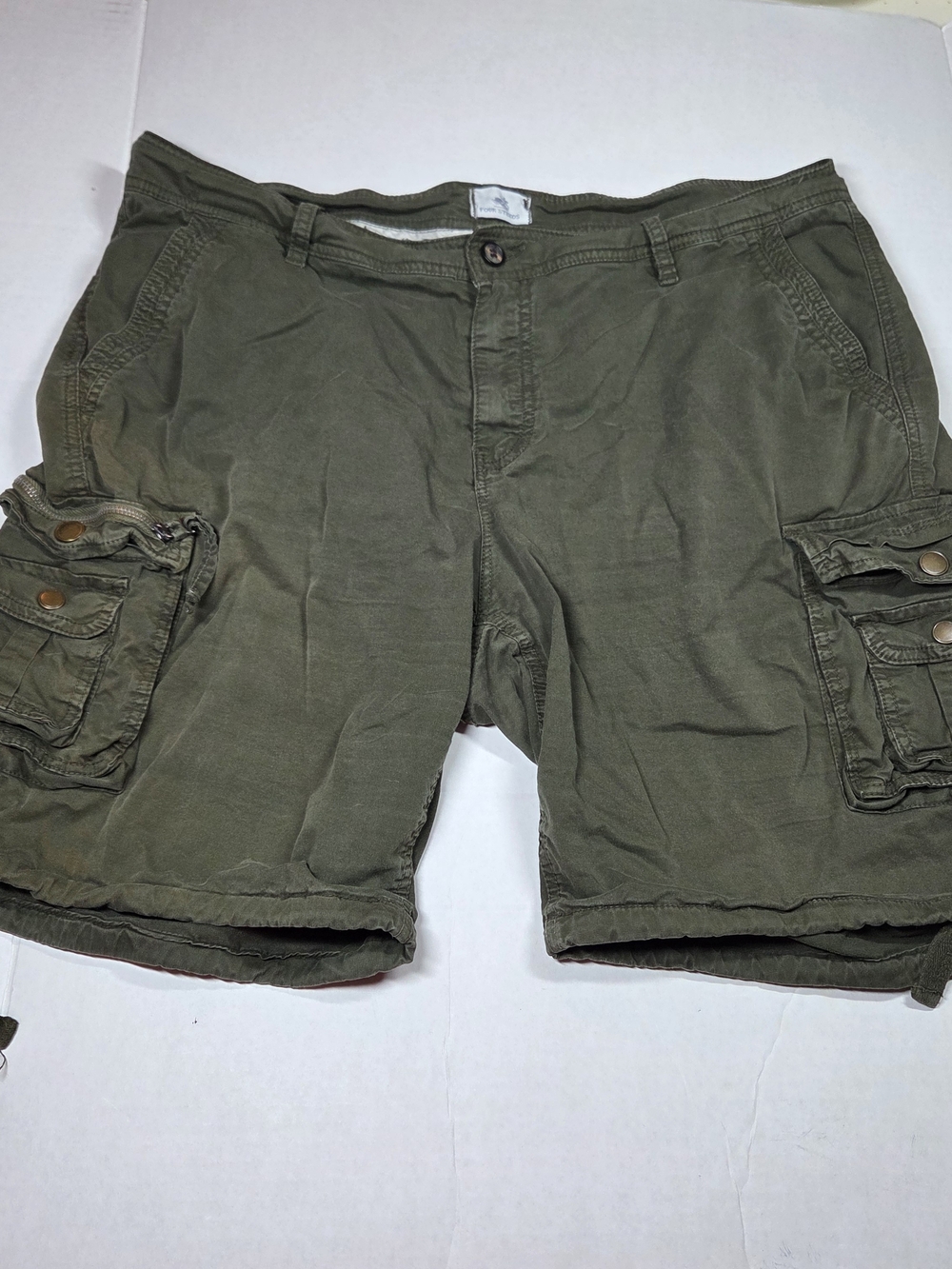 Four Steeds Womens Green Cargo Shorts Cotton Spandex Canvas‎ Zip Pockets Size 18